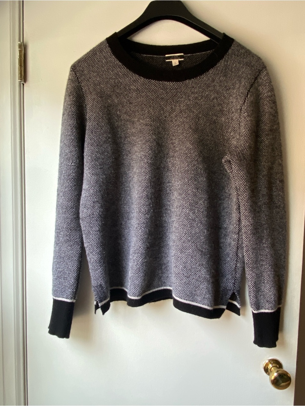 100% cashmere J. Crew Crewneck Sweater with Black Trim